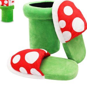 Piranha Plant Slippers With Pipe Holder